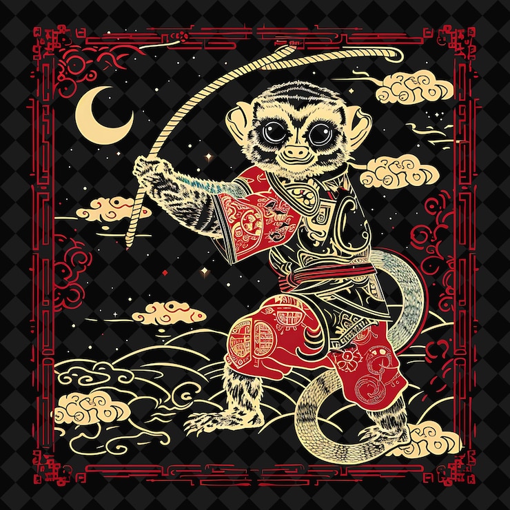 PSD a cartoon of a monkey with a bow and the words quot lemur quot on it