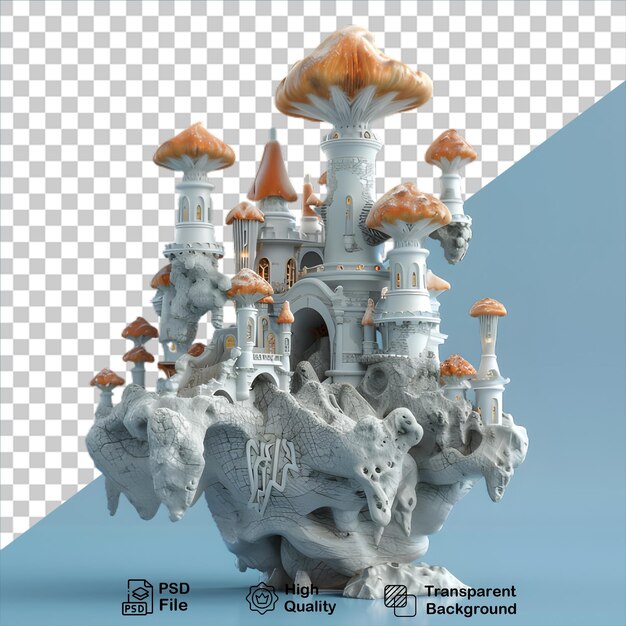 PSD cartoon mushroom house isolated on transparent background