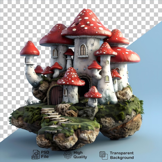 PSD cartoon mushroom house isolated on transparent background