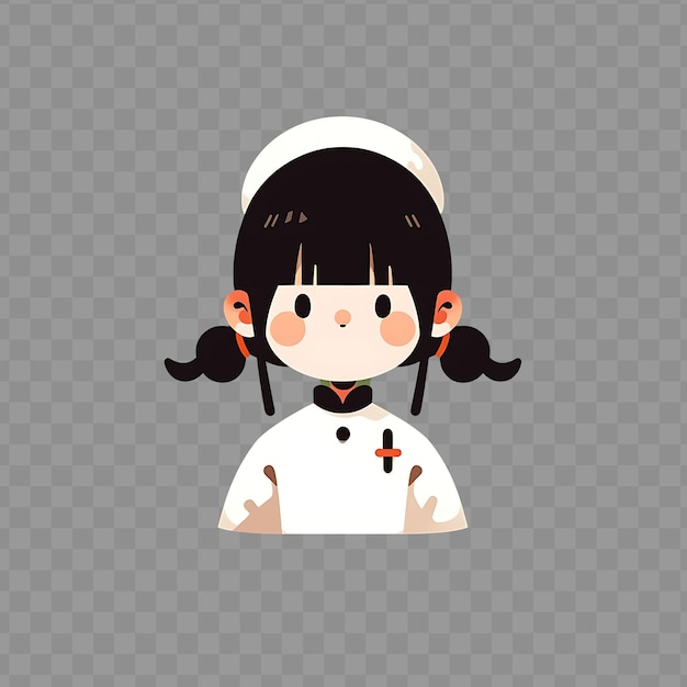 PSD a cartoon of a nun with a white dress and a black bow