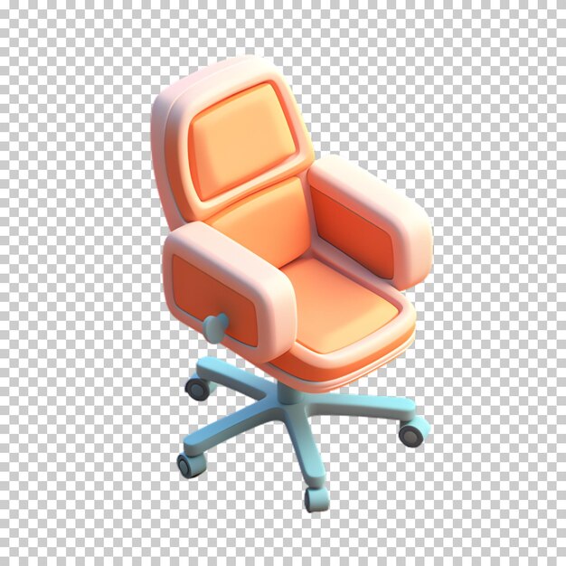 PSD cartoon office chair isolated on transparent background