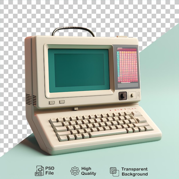 Cartoon old computer isolated on transparent background