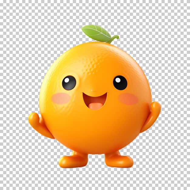 PSD cartoon orange fruit isolated on transparent background