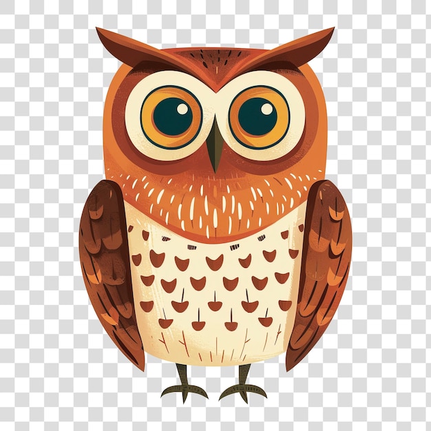 PSD cartoon owl isolated on transparent background png