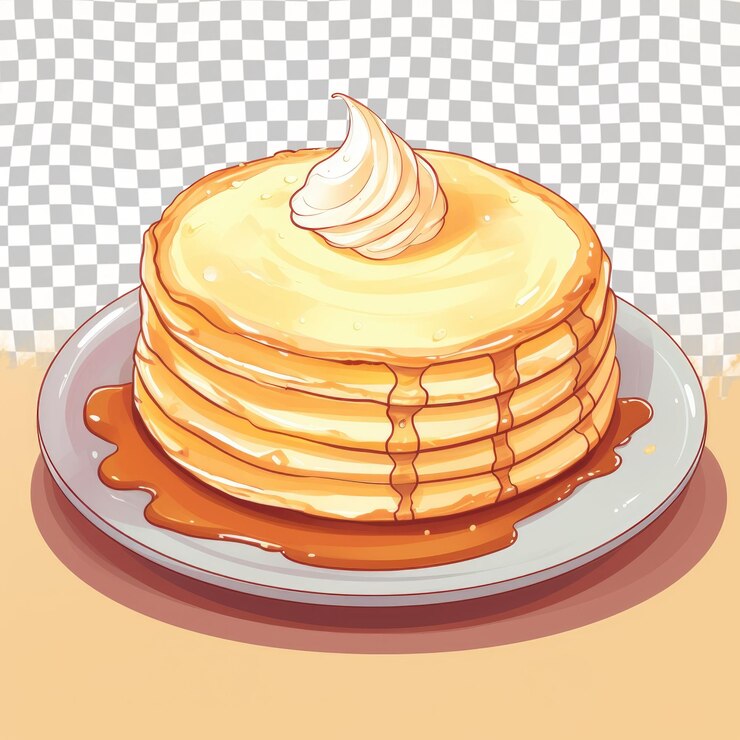 PSD a cartoon of pancakes with syrup on the top