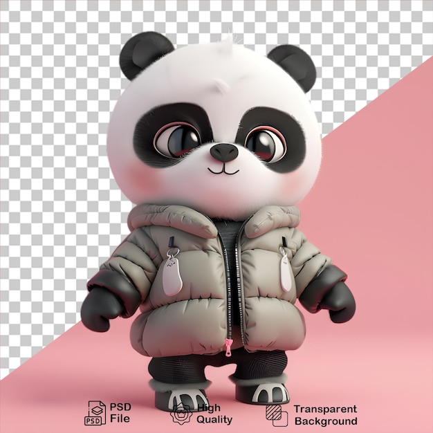 PSD cartoon panda wearing a jacket isolated on transparent background include png file