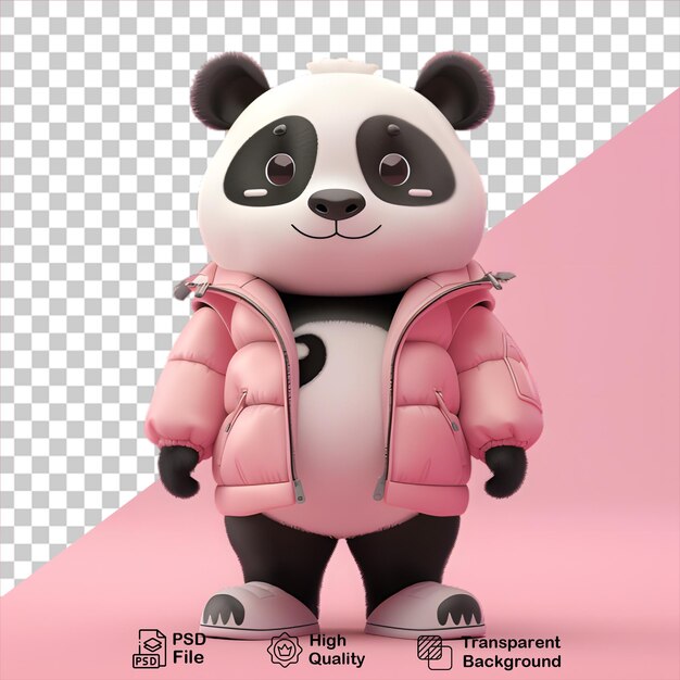 Cartoon panda wearing a jacket isolated on transparent background include png file