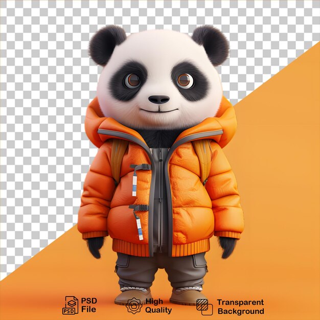 Cartoon panda wearing a jacket isolated on transparent background include png file