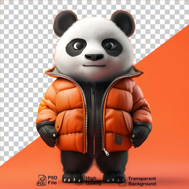 PSD cartoon panda wearing a jacket isolated on transparent background include png file