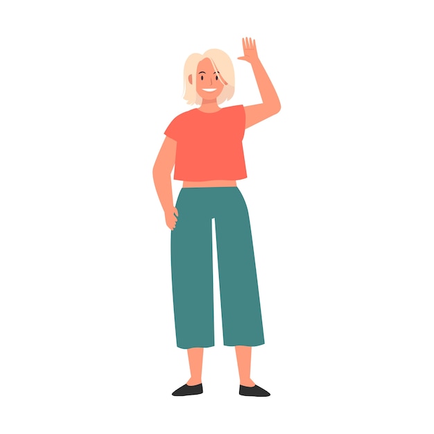 PSD cartoon people waving illustration