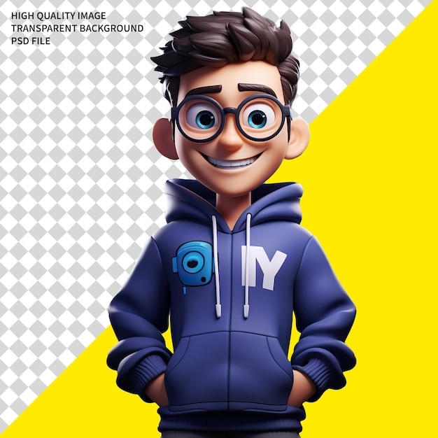 Cartoon personage 3d model psd png doorzichtige achtergrond