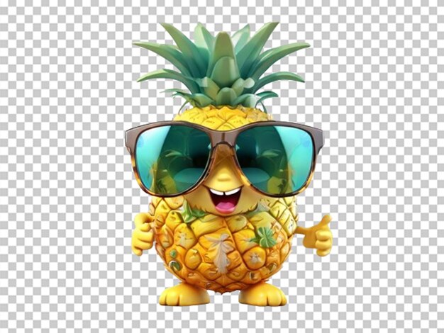 PSD cartoon personage ananas met zonnebril