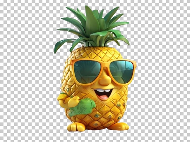 PSD cartoon personage ananas met zonnebril