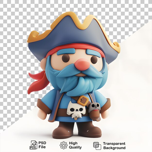 PSD a cartoon of a pirate with a hat and a pirate hat isolated on transparent background