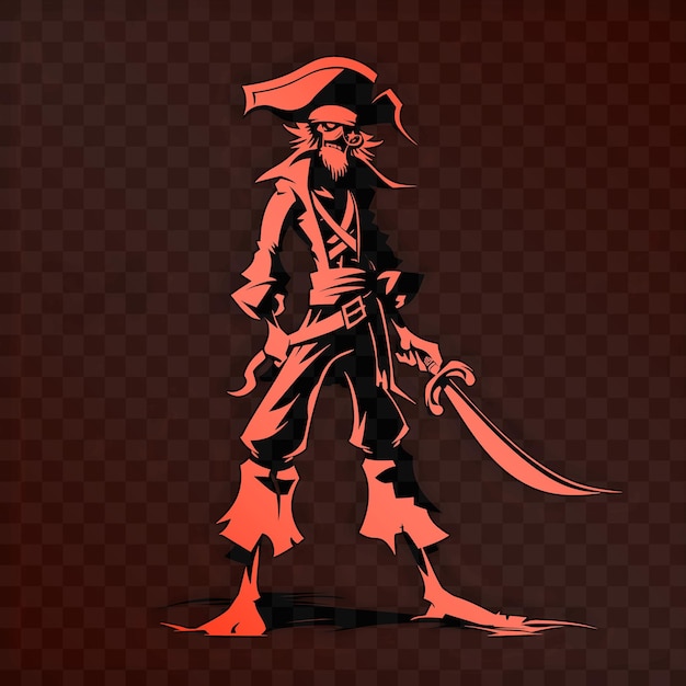 PSD a cartoon of a pirate with a sword and a sword