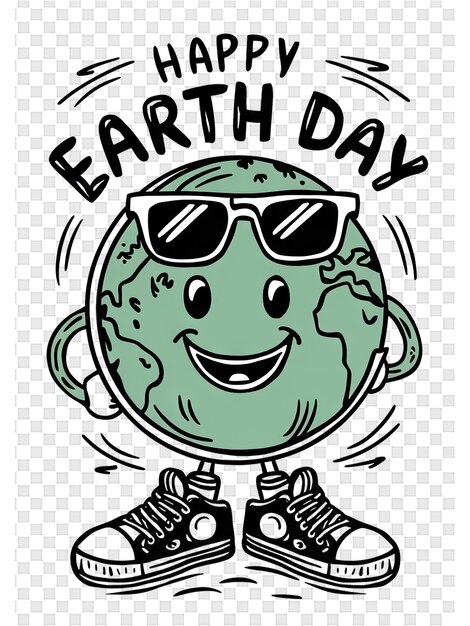 A cartoon of a planet with the words earth day day day day day on it