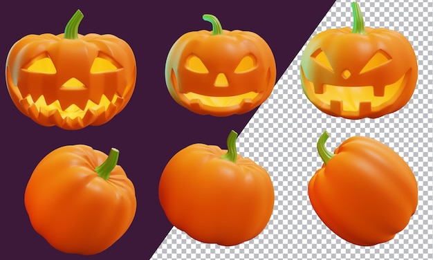 cartoon pumpkin collection 3d rendering