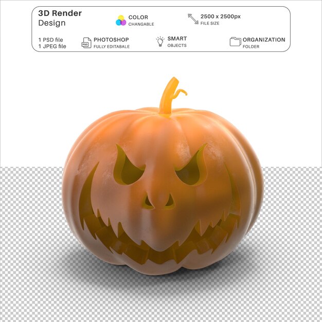 Cartoon Pumpkin Face 3D Modeling PSD File