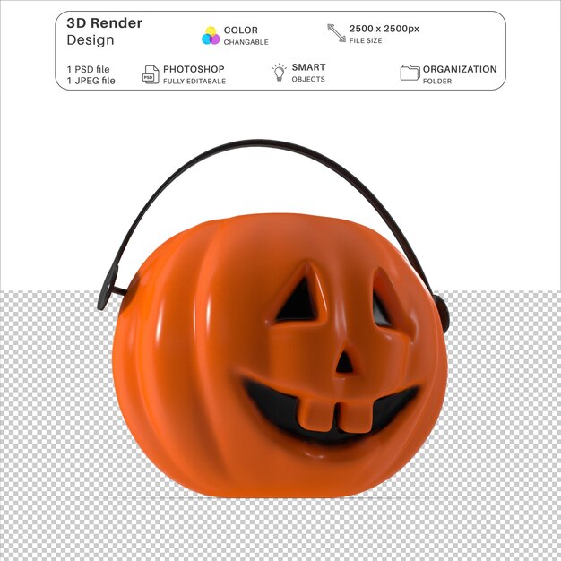 Cartoon pumpkin face 3d modeling psd file