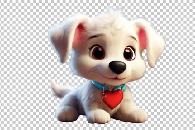 PSD cartoon puppy met hartvormige hanger