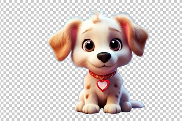 PSD cartoon puppy with heart shape pendant