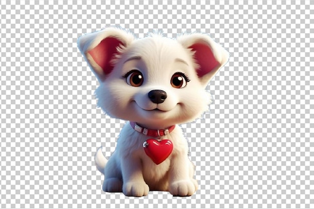 PSD cartoon puppy with heart shape pendant