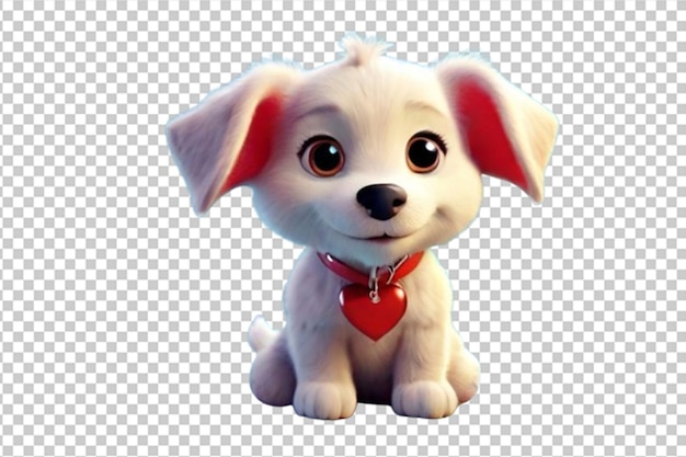 PSD cartoon puppy with heart shape pendant