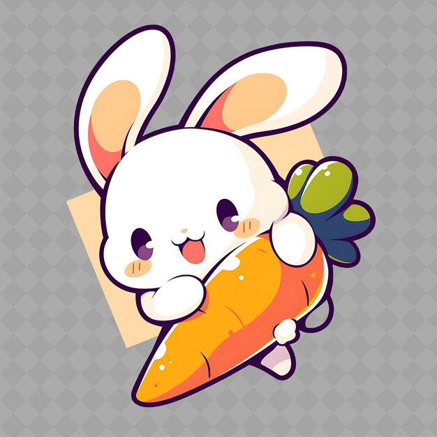 PSD a cartoon rabbit holding a carrot with a picture of a bunny on it