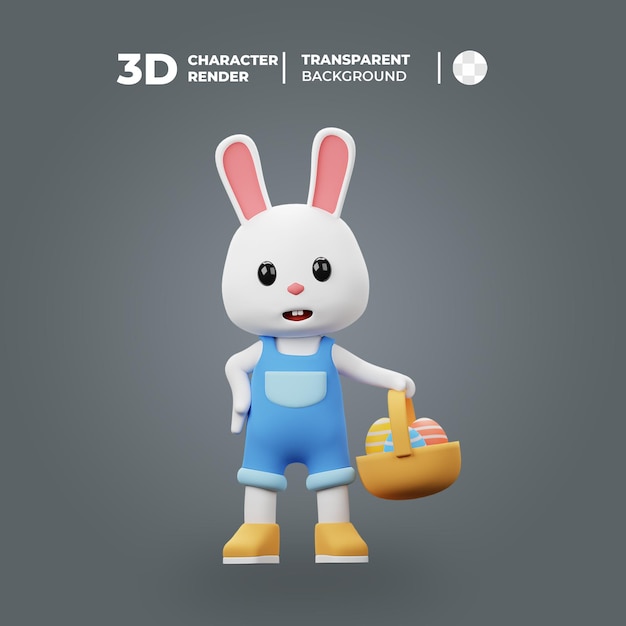 A cartoon rabbit holding an egg