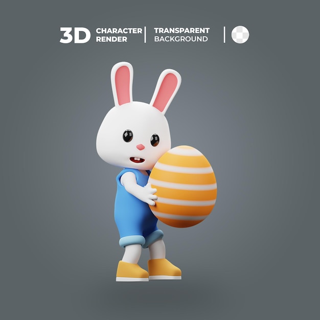 A cartoon rabbit holding an egg