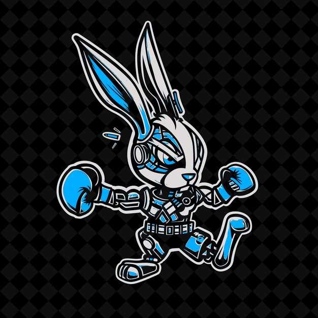 PSD a cartoon rabbit with a blue mask on its back and the words quot the word quot on it