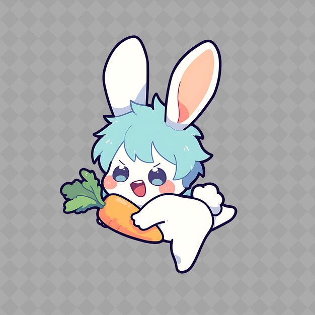 A cartoon rabbit with a carrot and a carrot