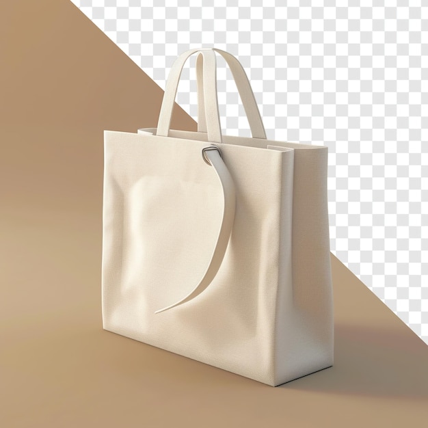 PSD cartoon realism white canvas shopping bag 3d style transparent background