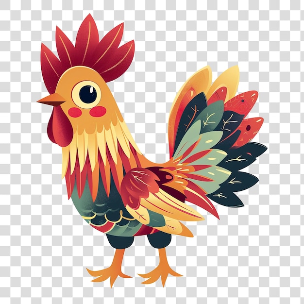 PSD cartoon rooster isolated on transparent background png