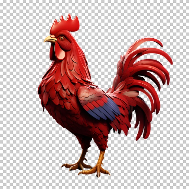 PSD cartoon rooster isolated on transparent background