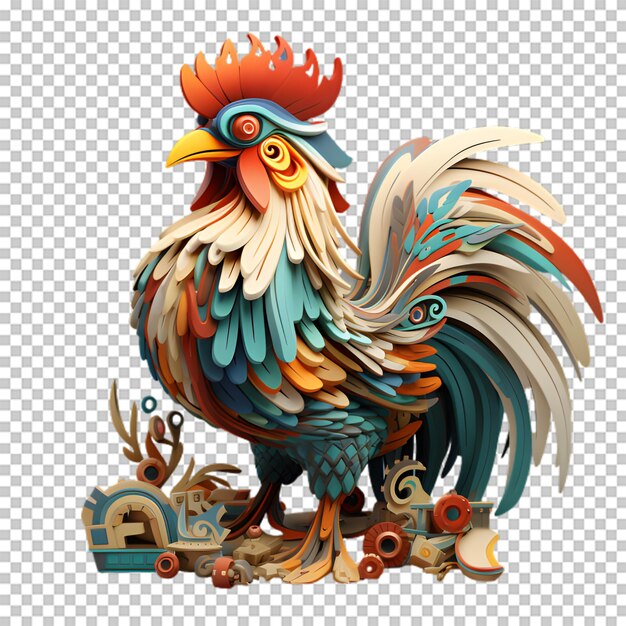 Cartoon rooster isolated on transparent background