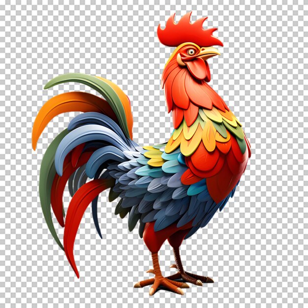 PSD cartoon rooster isolated on transparent background