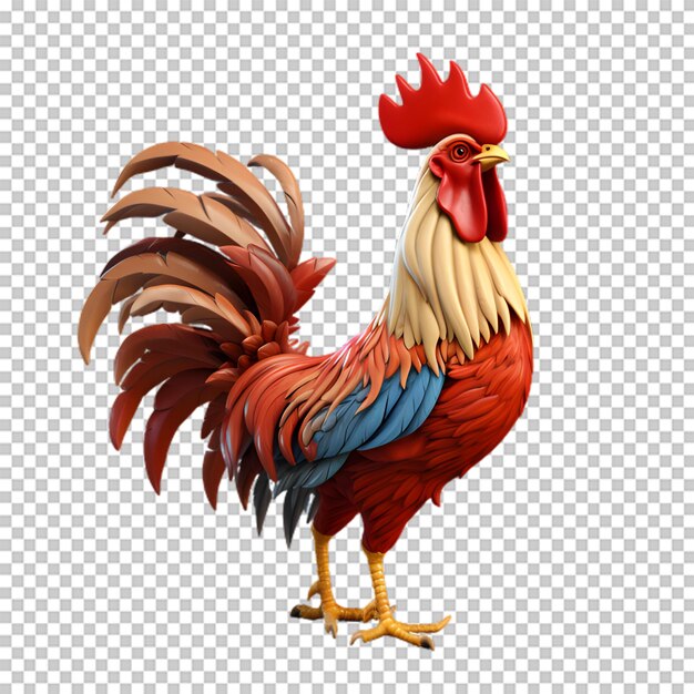 PSD cartoon rooster isolated on transparent background