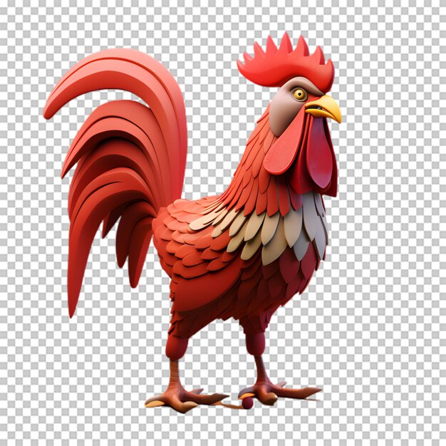 Cartoon rooster isolated on transparent background