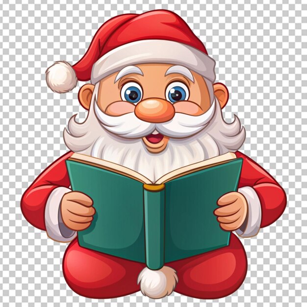 PSD cartoon santa claus reading a book