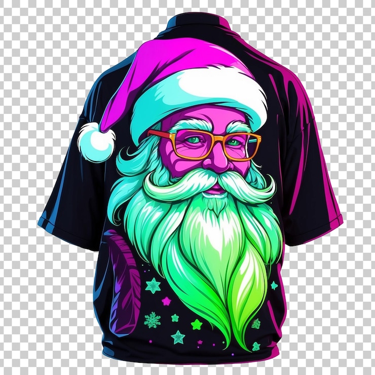PSD a cartoon of santa claus with sunglasses and a santa hat