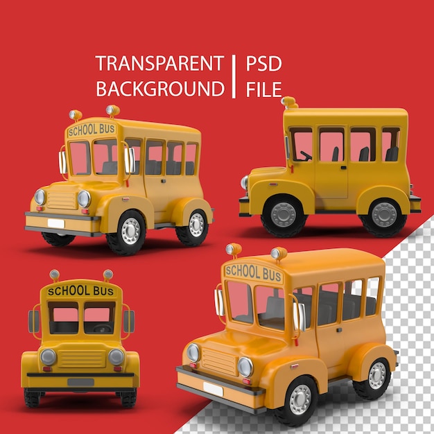 PSD cartoon schoolbus png