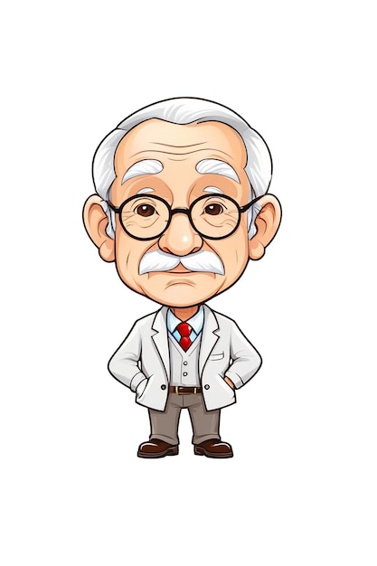 Cartoon senior elderly old man