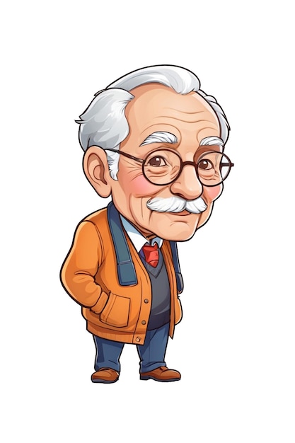 Cartoon senior elderly old man