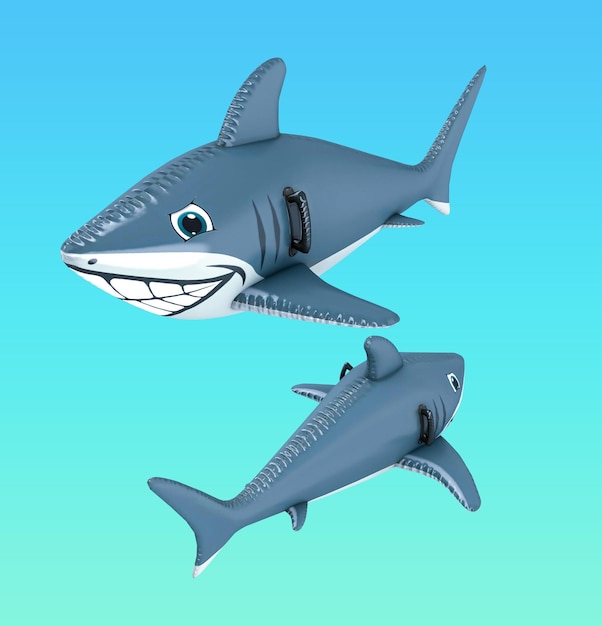 PSD a cartoon shark and a shark are flying next to each other