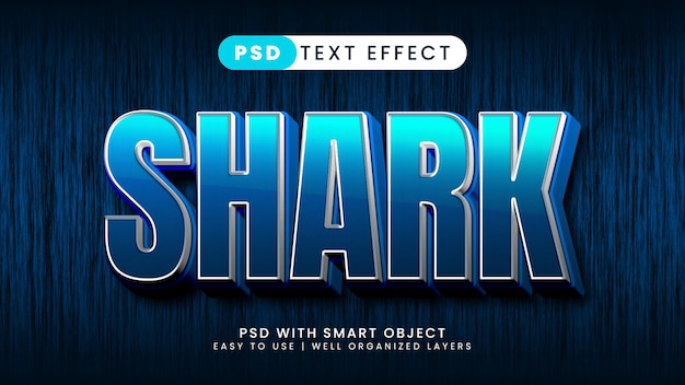 Cartoon shark vector editable text effect template