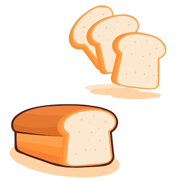 Cartoon Sliced Bread Loaf Vector Illustration Bakkerij Food Icon Set