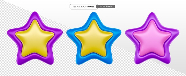 Cartoon star 3d render per la composizione del design