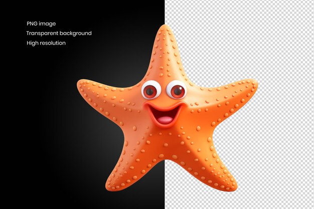 PSD cartoon starfish with smiling face