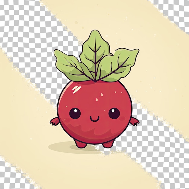 Cartoon style illustration of a cute beet on a transparent background